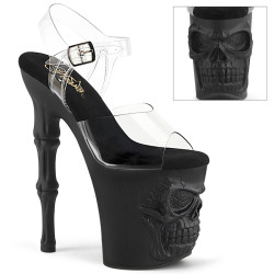 Pleaser RAPTURE-808 Black Pole Shoes Finger Bone Heels