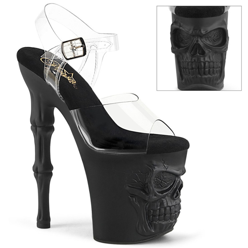 Pleaser RAPTURE-808 Black Pole Shoes Finger Bone Heels