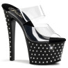 Pleaser STARDUST-702 Black Strass Platform Heeled Mules