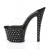 Pleaser STARDUST-702 Black Strass Platform Heeled Mules