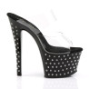 Pleaser STARDUST-702 Black Strass Platform Heeled Mules