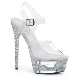 Pleaser ECLIPSE-608GT Transparent Silver Glitter Sale