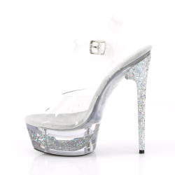 Pleaser ECLIPSE-608GT Transparent Silver Glitter Sale