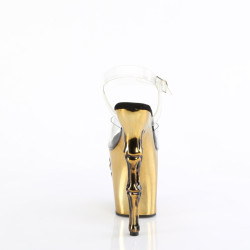 Pleaser RAPTURE-808-LT Transparent Satin Brass Chrome