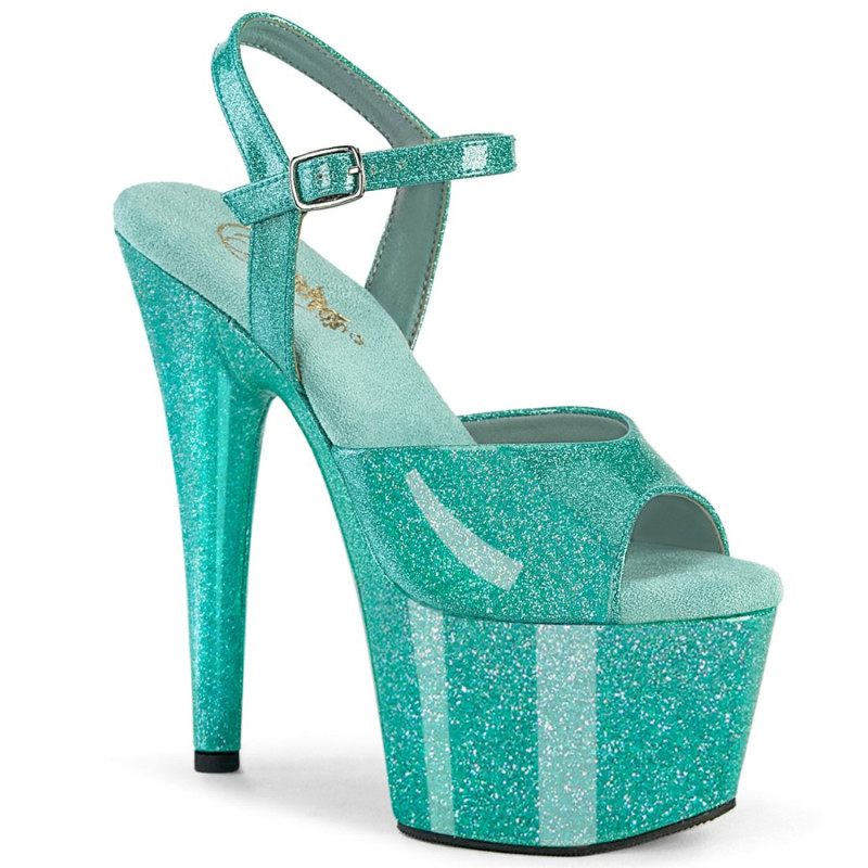Pleaser ADORE-709GP Blue Glitter High Heeled Sandals Pleaser ADORE-709GP Blue Glitter High Heeled Sandals