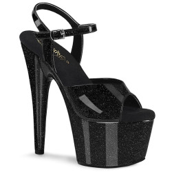 Pleaser ADORE-709GP Black Glitter High Heeled Sandals