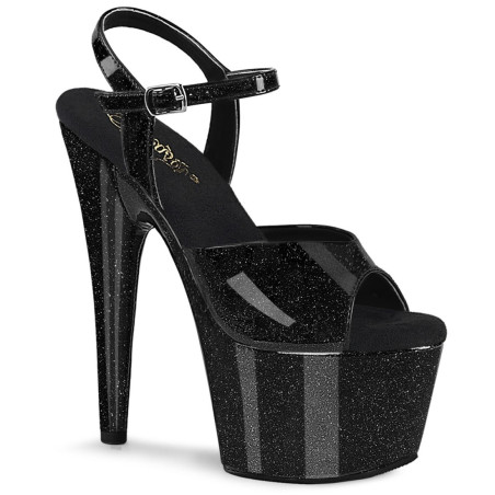 Pleaser ADORE-709GP Black Glitter High Heeled Sandals
