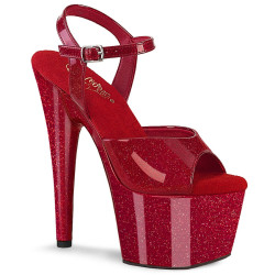Pleaser ADORE-709GP Red Glitter High Heeled Sandals