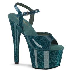 Pleaser ADORE-709GP Teal Glitter High Heeled Sandals