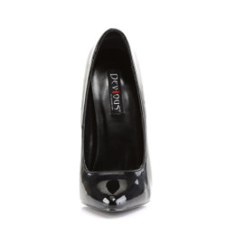 Devious DAGGER-01 Black Metal Heeled Stiletto Pumps