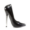 Devious DAGGER-01 Black Metal Heeled Stiletto Pumps