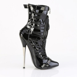 Devious DAGGER-1032 Black Patent Ankle High Boots Women