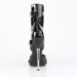 Devious DAGGER-15 Black Patent Ankle High Stiletto Boots