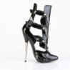 Devious DAGGER-15 Black Patent Ankle High Stiletto Boots