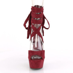 Pleaser DELIGHT-679 Burgundy Ankle Wrap Heeled Shoes