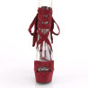 Pleaser DELIGHT-679 Burgundy Ankle Wrap Heeled Shoes
