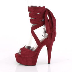 Pleaser DELIGHT-679 Burgundy Ankle Wrap Heeled Shoes