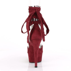 Pleaser DELIGHT-679 Burgundy Ankle Wrap Heeled Shoes