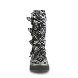 Demonia EMILY-322 Black Silver Platform Buckle Boots
