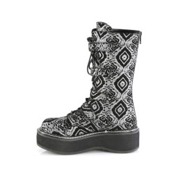 Demonia EMILY-322 Black Silver Platform Buckle Boots