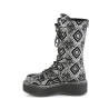 Demonia EMILY-322 Black Silver Platform Buckle Boots