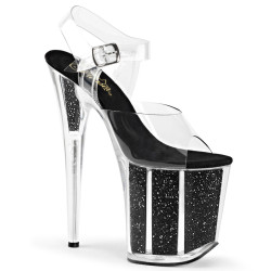 Pleaser FLAMINGO-808G Black Glitter High Heels Pole Shoes