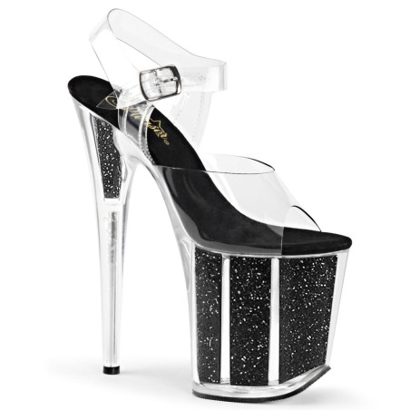 Pleaser FLAMINGO-808G Black Glitter High Heels Pole Shoes