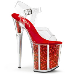 Pleaser FLAMINGO-808G Red Glitter High Heels Pole Shoes