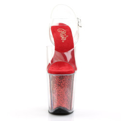 Pleaser FLAMINGO-808G Red Glitter High Heels Pole Shoes