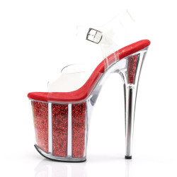Pleaser FLAMINGO-808G Red Glitter High Heels Pole Shoes