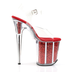 Pleaser FLAMINGO-808G Red Glitter High Heels Pole Shoes