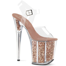 Pleaser FLAMINGO-808G Gold Glitter High Heels Pole Shoes