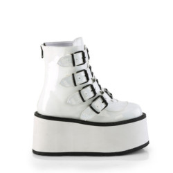 Demonia DAMNED-105 White Hologram Platform Boots