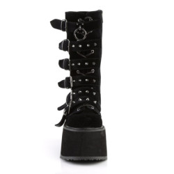 Demonia DAMNED-225 Black Velvet Platform Women Boots