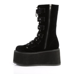 Demonia DAMNED-225 Black Velvet Platform Women Boots