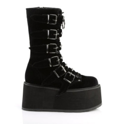 Demonia DAMNED-225 Black Velvet Platform Women Boots
