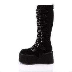 Demonia DAMNED-318 Black Velvet Platform Women Boots