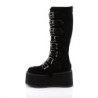 Demonia DAMNED-318 Black Velvet Platform Women Boots