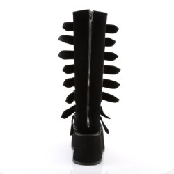 Demonia DAMNED-318 Black Velvet Platform Women Boots