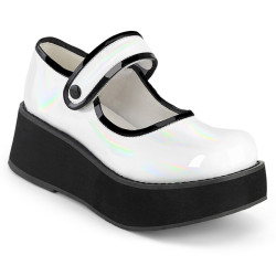 Demonia SPRITE-01 White Hologram Maryjane Platform Shoes