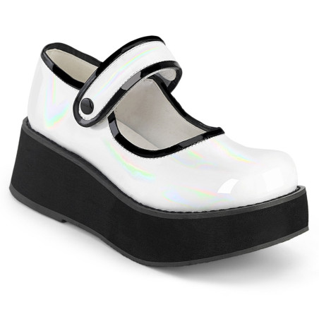 Demonia SPRITE-01 White Hologram Maryjane Platform Shoes