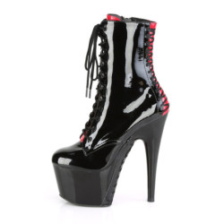 Pleaser ADORE-1020FH Black-Red Patent Ankle Boots