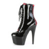 Pleaser ADORE-1020FH Black-Red Patent Ankle Boots
