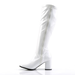 Funtasma GOGO-300 White Patent Chunky Heel 70s Boots