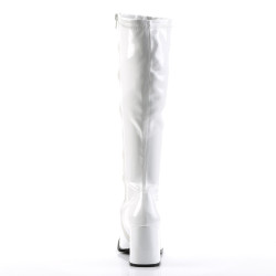 Funtasma GOGO-300 White Patent Chunky Heel 70s Boots
