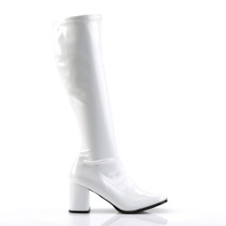 Funtasma GOGO-300 White Patent Chunky Heel 70s Boots