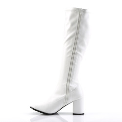 Funtasma GOGO-300 White Vegan Chunky Heel 70s Boots
