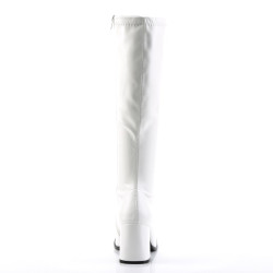 Funtasma GOGO-300 White Vegan Chunky Heel 70s Boots