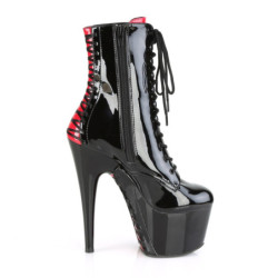 Pleaser ADORE-1020FH Black-Red Patent Ankle Boots
