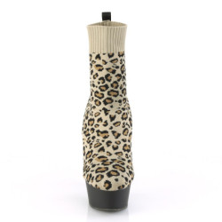 Pleaser DELIGHT-1002LP Tan Leopard Print Fabric Black